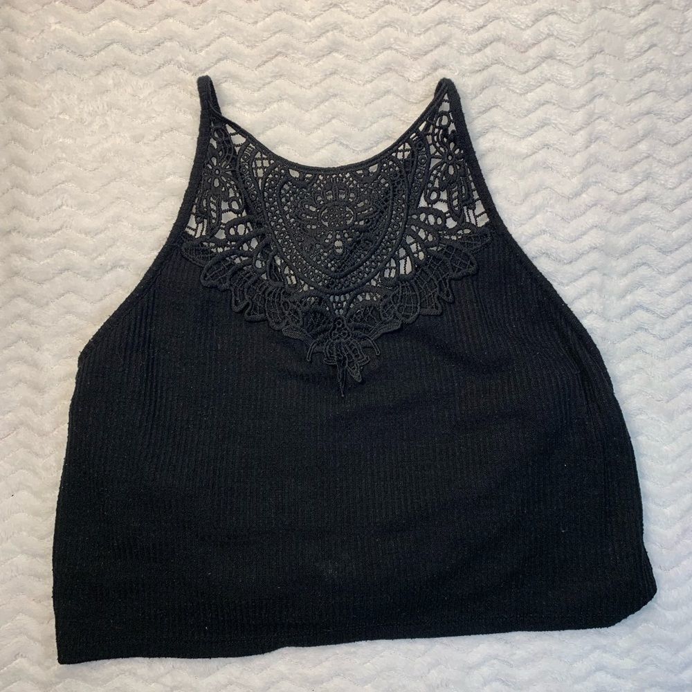 Mudd black lacey crop top size large